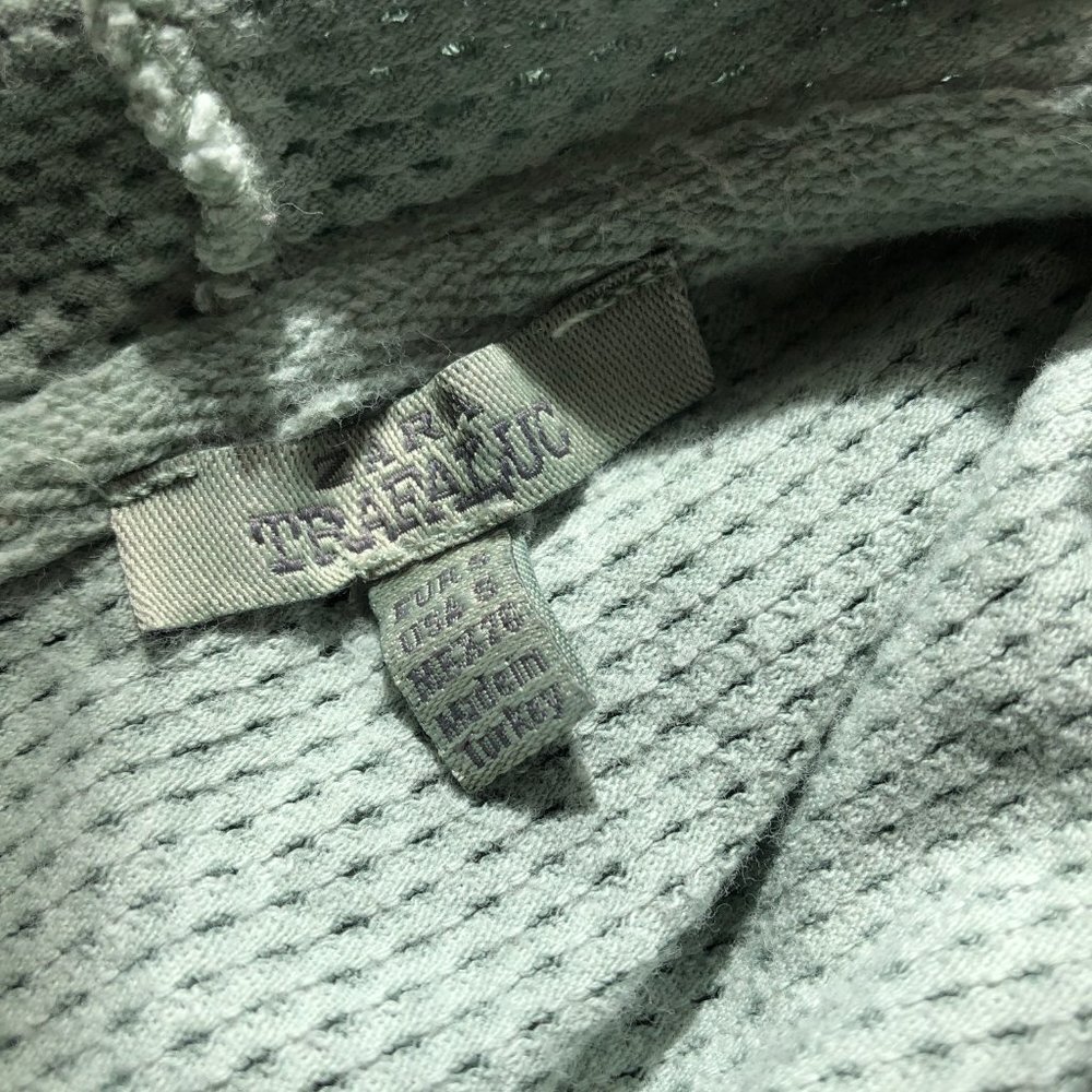 Zara Trafaluc Cotton Blend Mesh Sea Foam Zip Up Hoodie Small - Picture 5 of 6